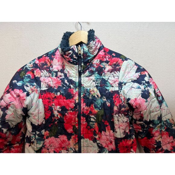 The North Face Girls Mossbud Reversible Puffer Long Sleeve Size M Multi Floral - Picture 7 of 16